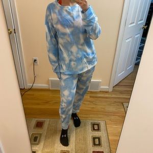 shein blue tie dye pajama set